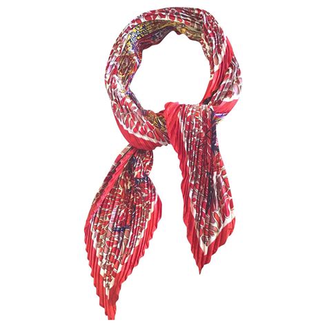 hermes plisse scarf red|Hermes bandanas for women.